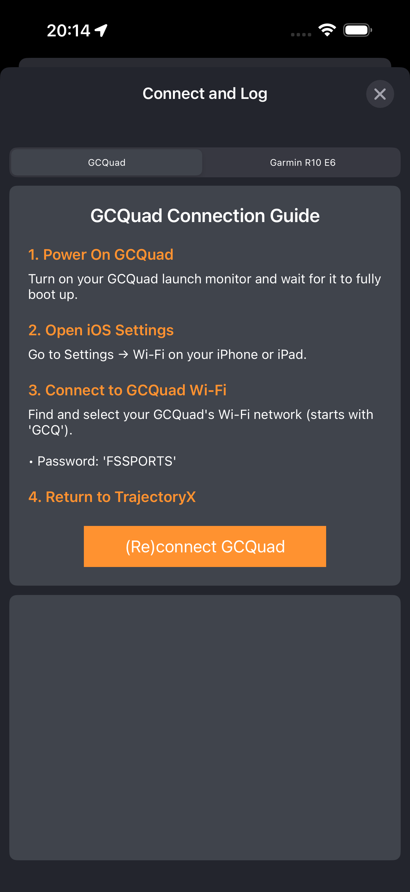 Connect a GCQuad, GC3 or Garmin R10 launch monitor